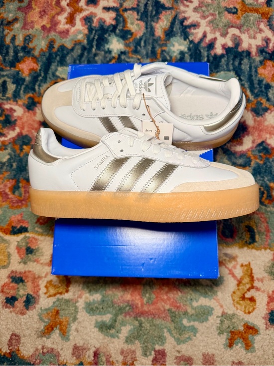 adidas Shoes - adidas Original Sambae White/Silver Metallic/Gum Platform Sneakers NIB